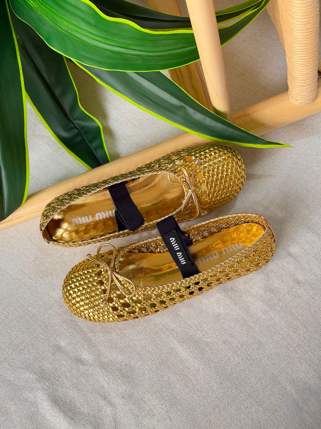 Miu Miu Ballet Flats Woven Mordoré Nappa Leather - 5