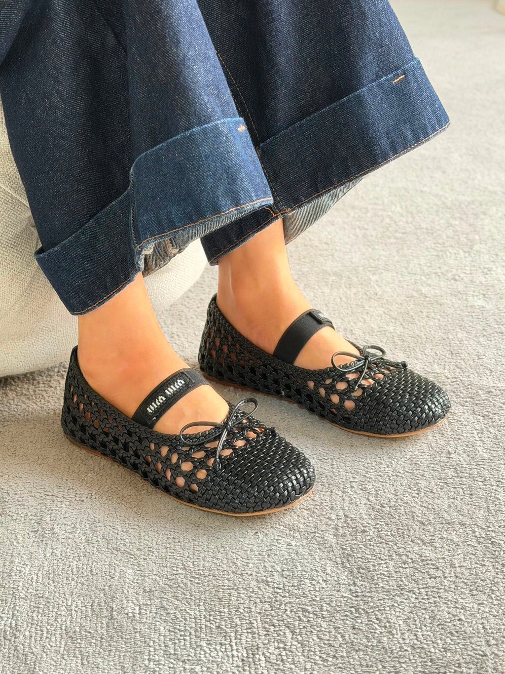 Miu Miu Ballet Flats Woven Mordoré Nappa Leather - 2