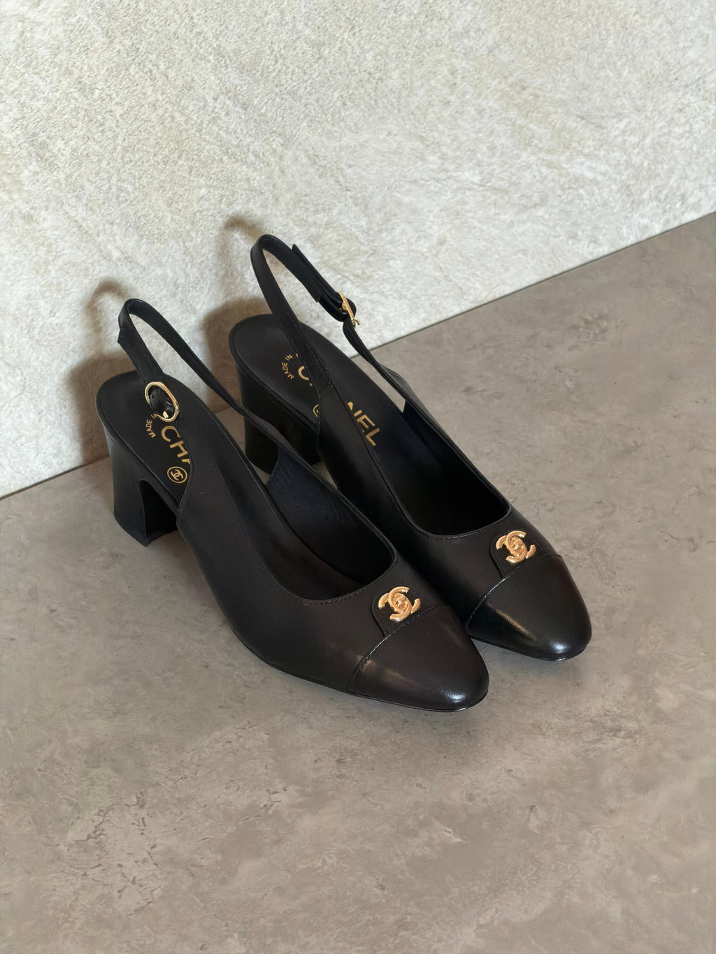 Chanel Canvas & Leather Slingback Pumps - 4