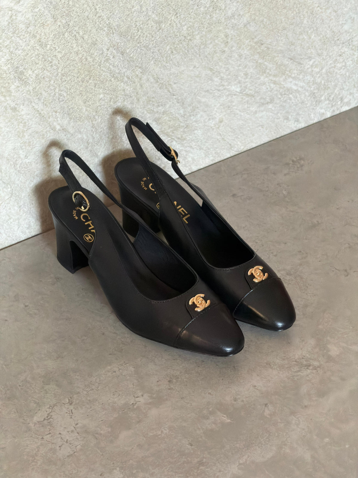 Chanel Canvas & Leather Slingback Pumps - 4