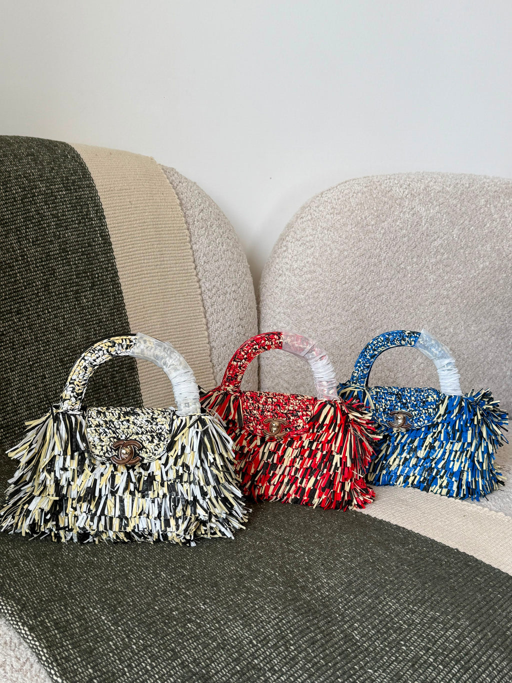 Chanel Raffia Fringe Nano Kelly Shopper Bag - 4