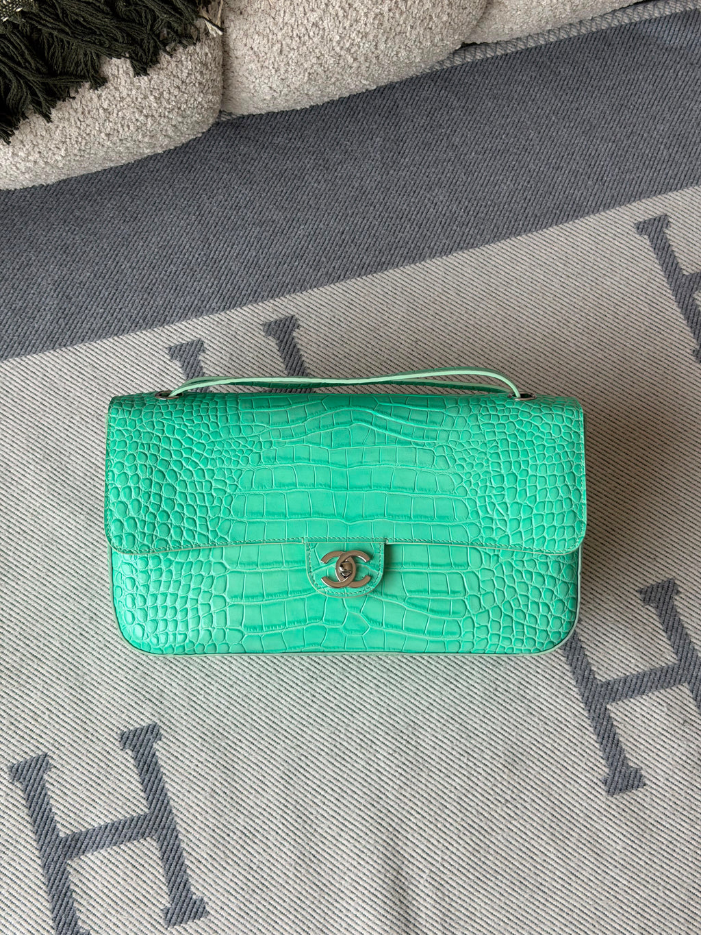 Chanel Crocodile-Embossed Calfskin Classic Flap Top Handle Bag - 6