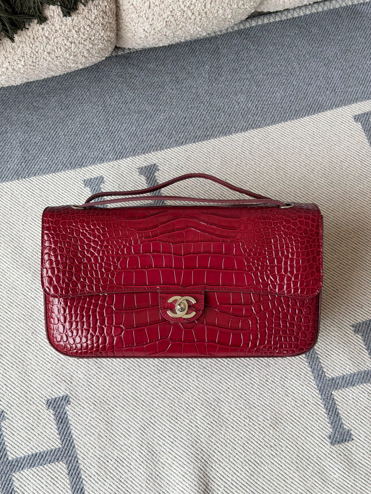 Chanel Crocodile-Embossed Calfskin Classic Flap Top Handle Bag - 5