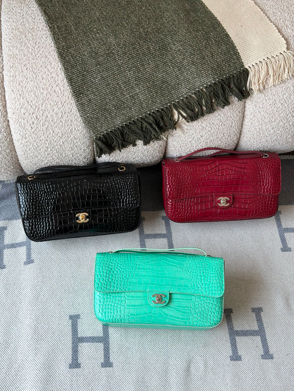 Chanel Crocodile-Embossed Calfskin Classic Flap Top Handle Bag - 4