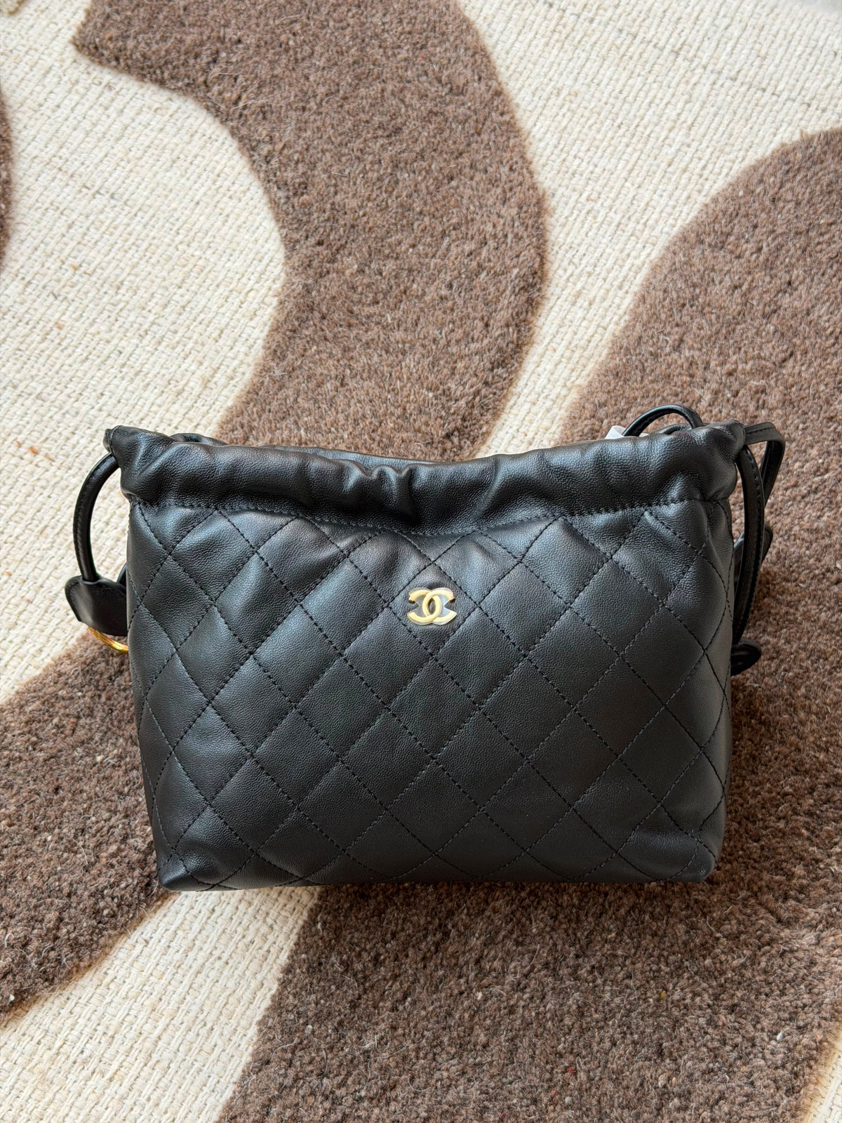 Chanel Quilted Drawstring Clutch with Strap Bag - 3