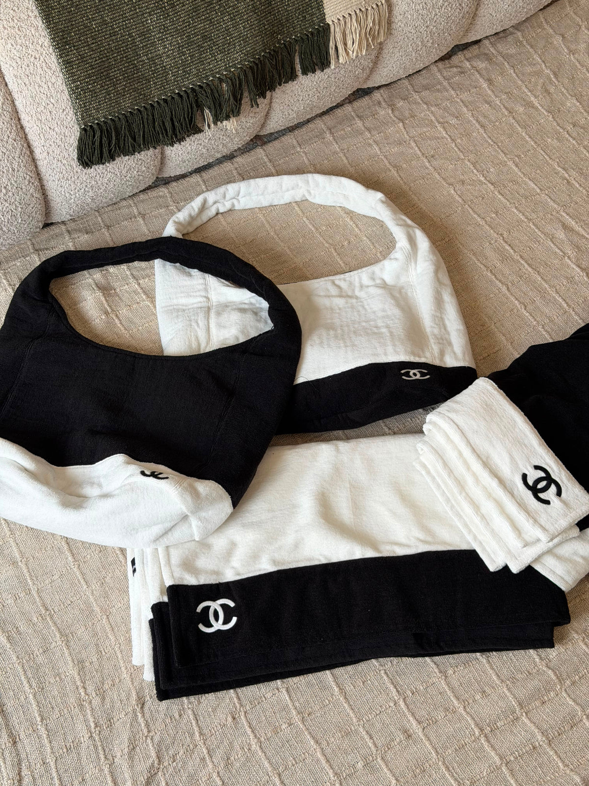 Chanel Terry Cloth CC Beach Bag and Towel Set - 6