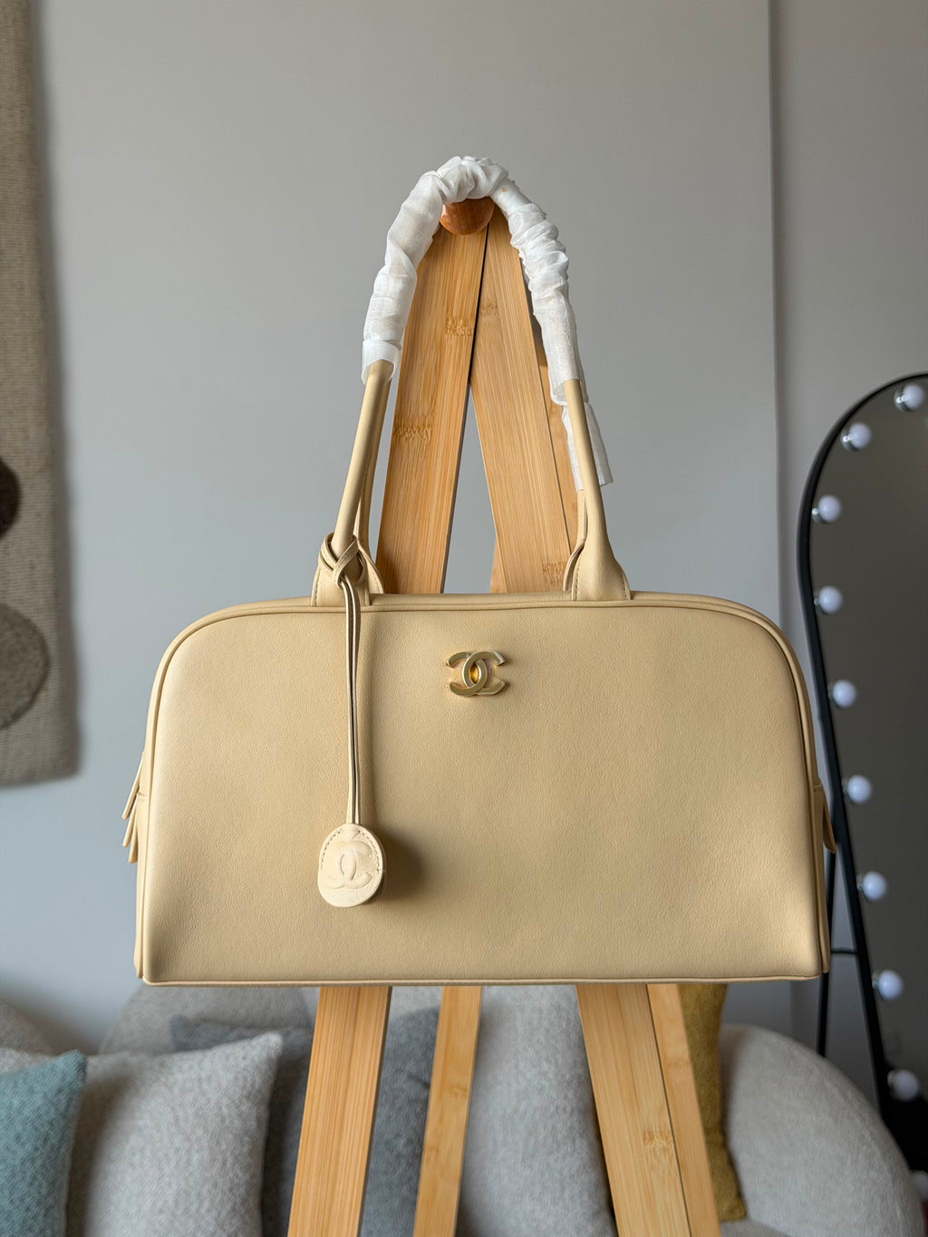 Chanel Large Bowling Bag Suede - 6