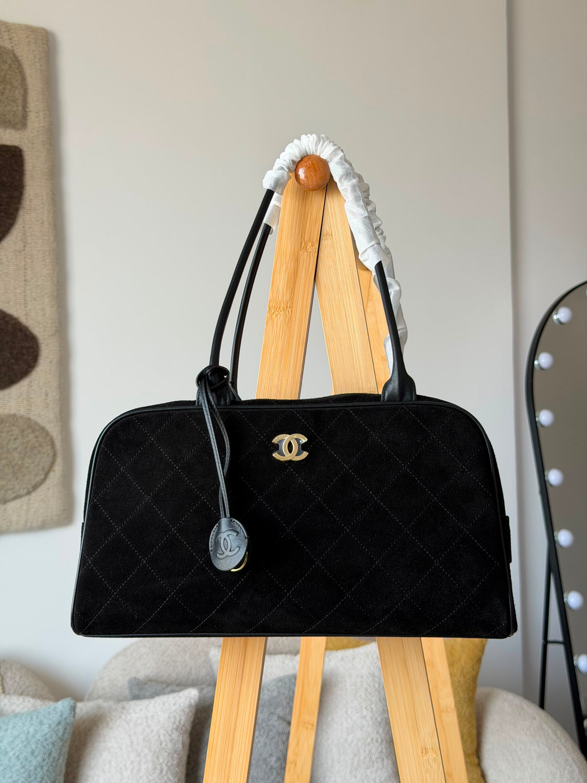 Chanel Large Bowling Bag Suede - 5