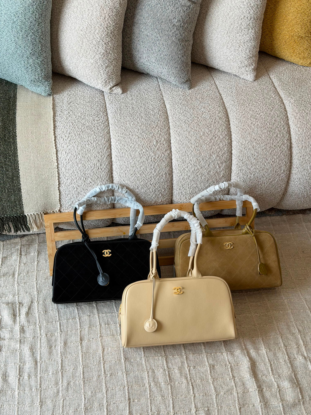 Chanel Large Bowling Bag Suede - 4