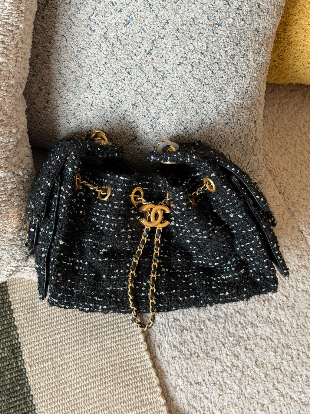 Chanel Tweed Embroidered Shopping Bag