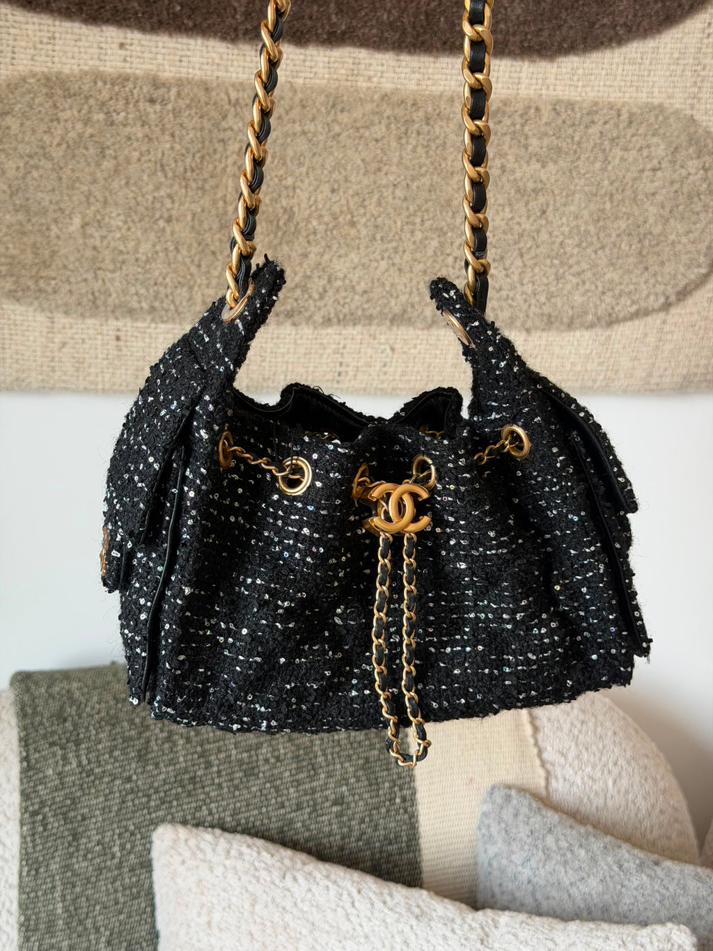 Chanel Tweed Embroidered Shopping Bag - 2