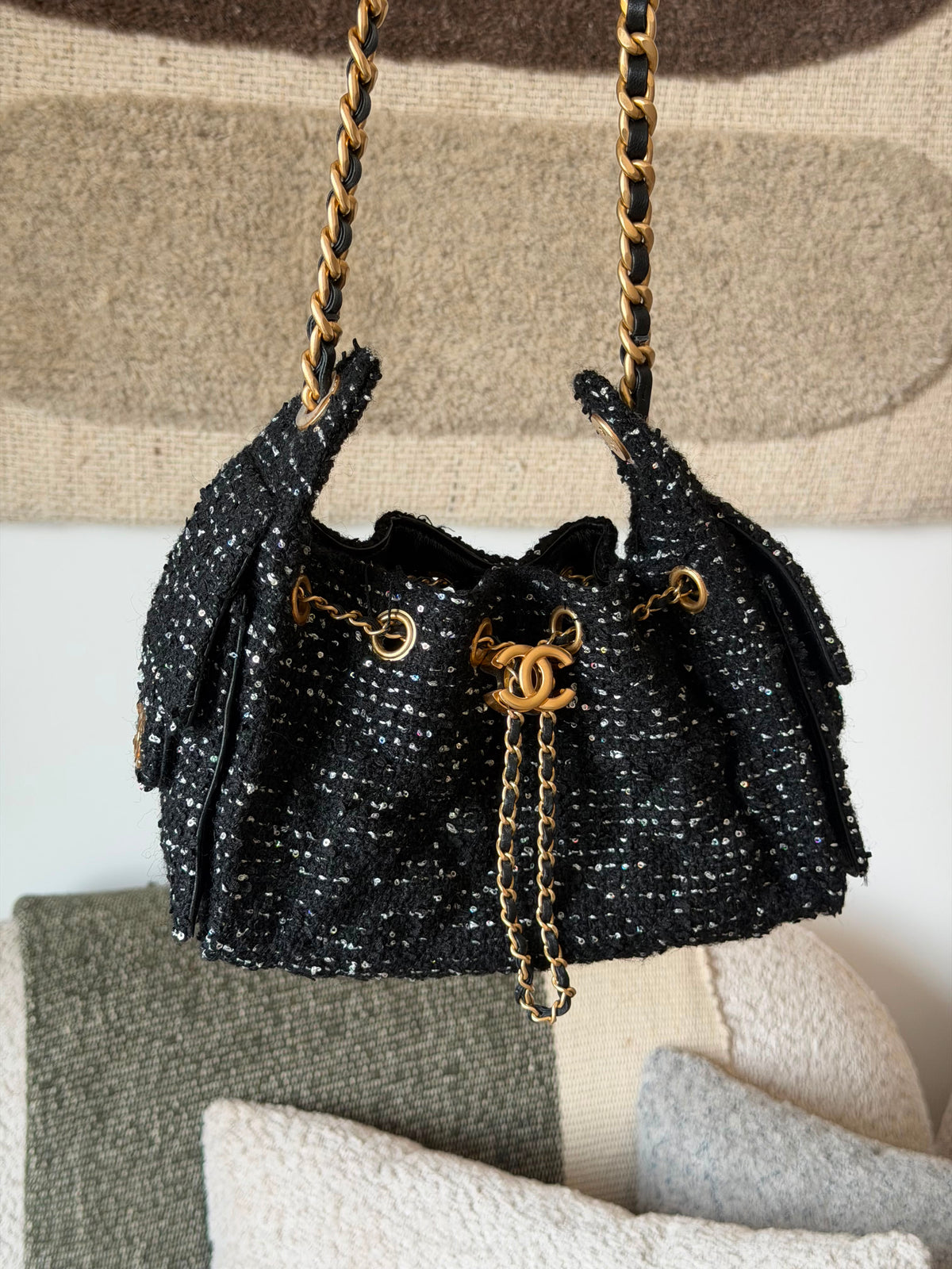 Chanel Tweed Embroidered Shopping Bag - 2