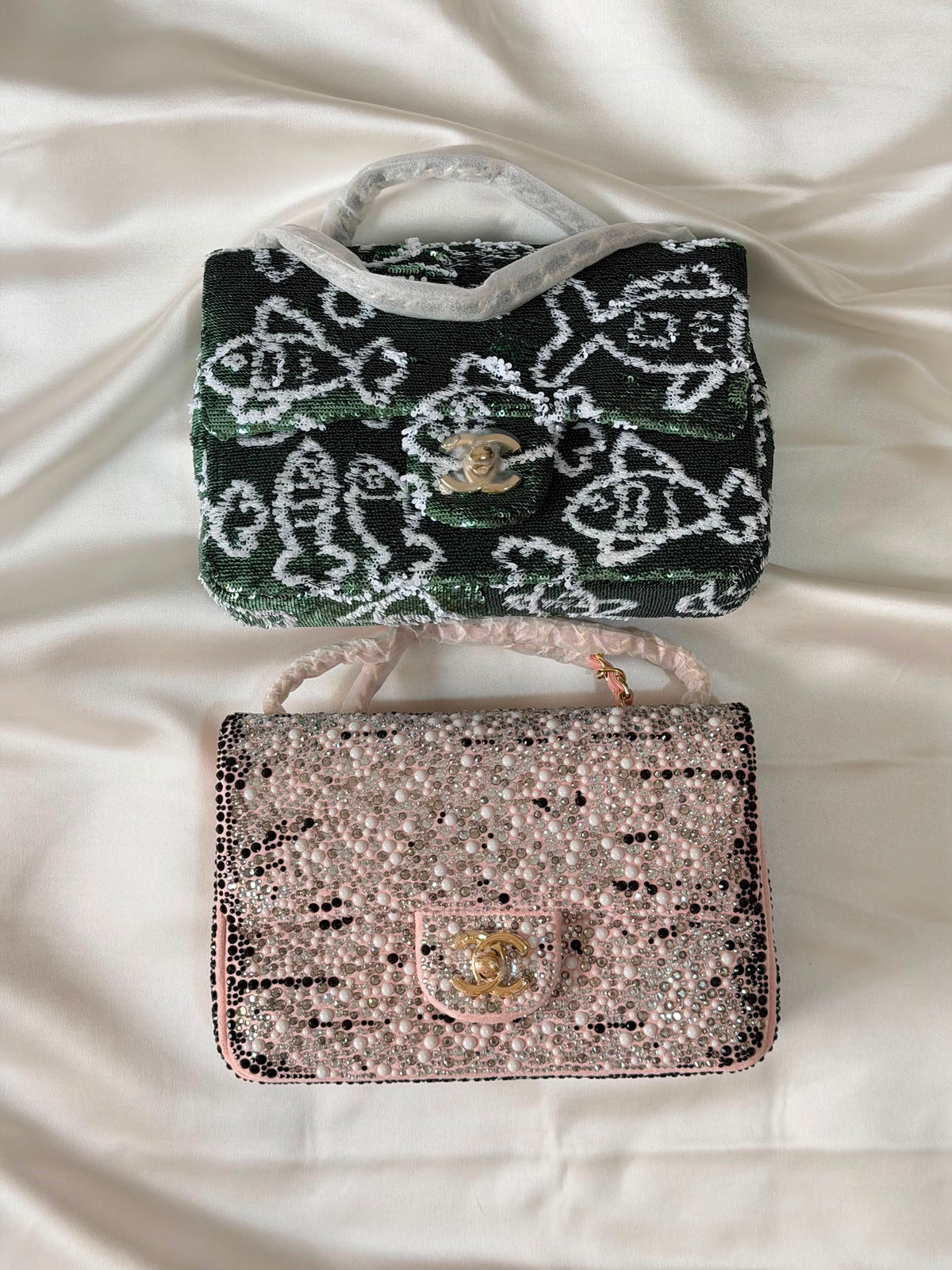 Chanel Sequins and Satin Mini Square Classic Flap Bag - 2