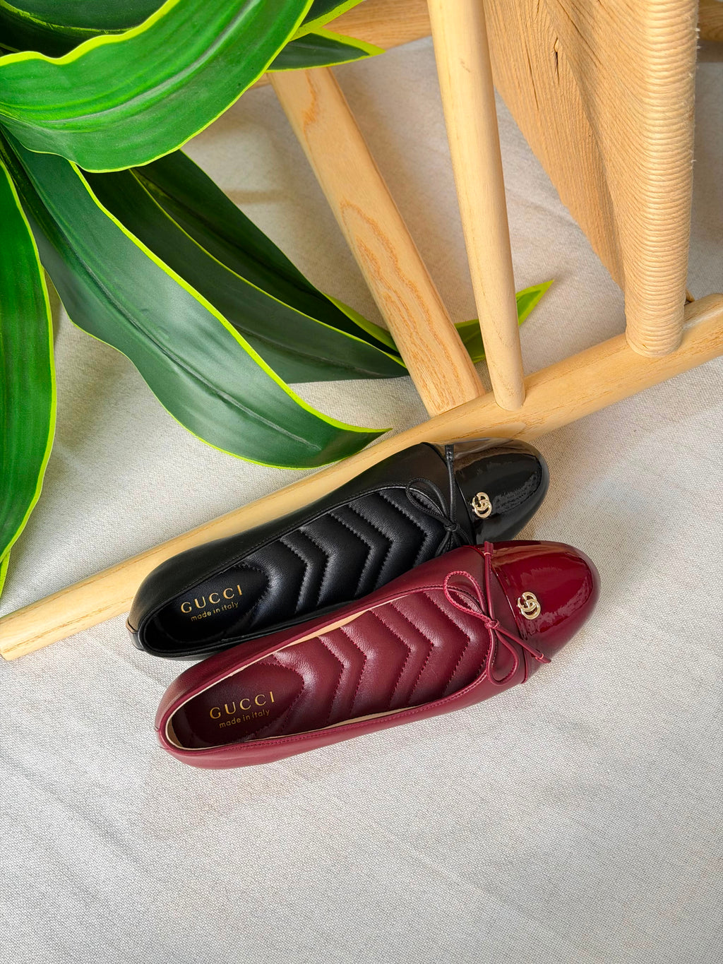 Gucci Burgundy GG Ballerina Flats - 5