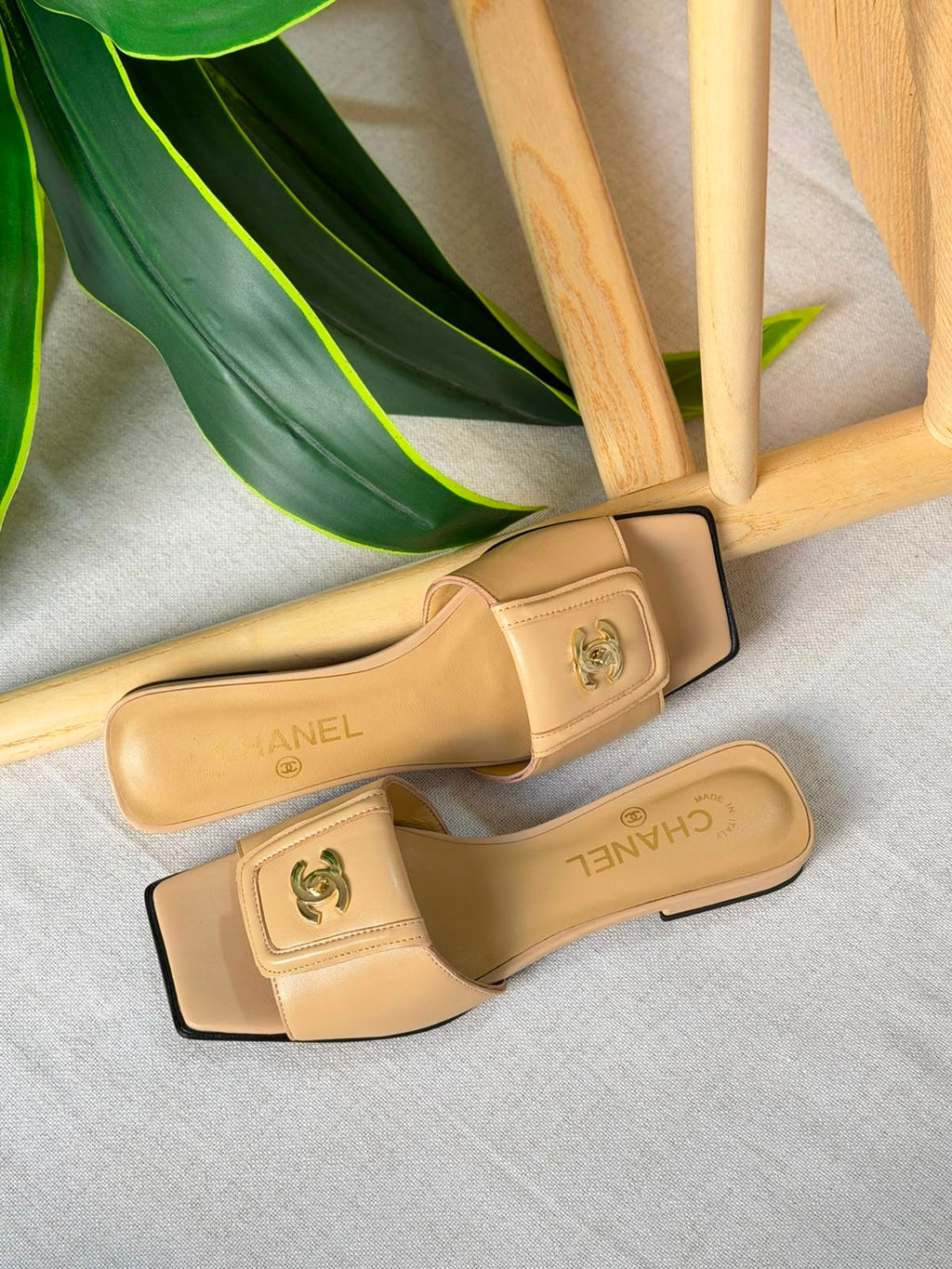 Chanel Double C Buckle Square Toe Turnlock Slipper - 14