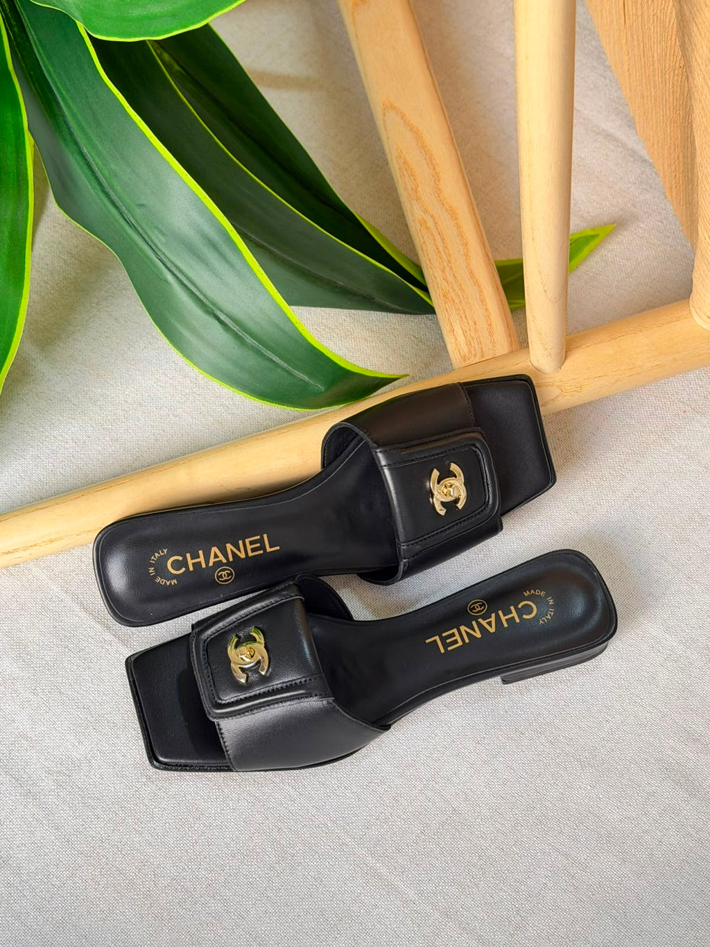 Chanel Double C Buckle Square Toe Turnlock Slipper - 13