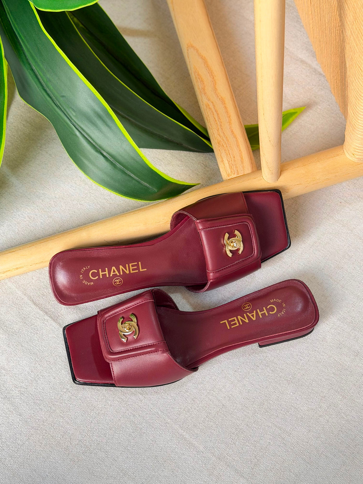 Chanel Double C Buckle Square Toe Turnlock Slipper - 12
