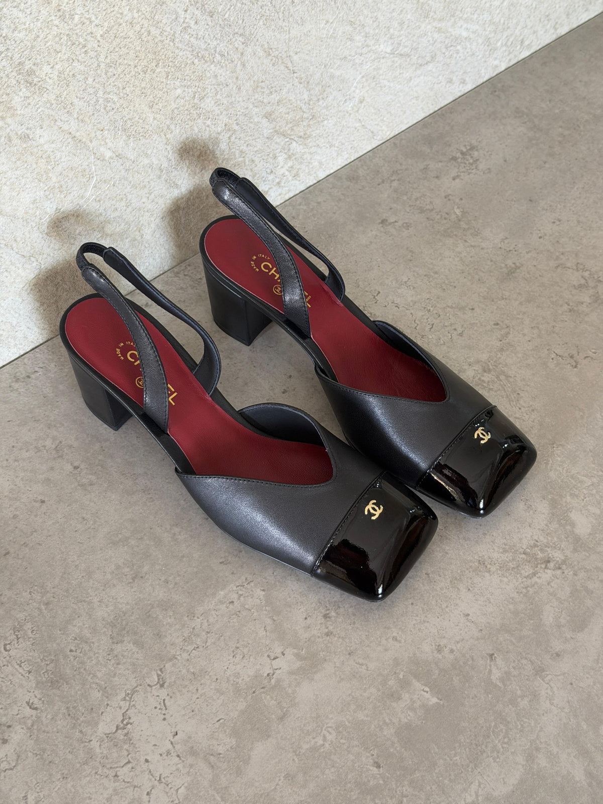 Chanel Lambskin and Patent Calfskin Slingback Pumps - 5