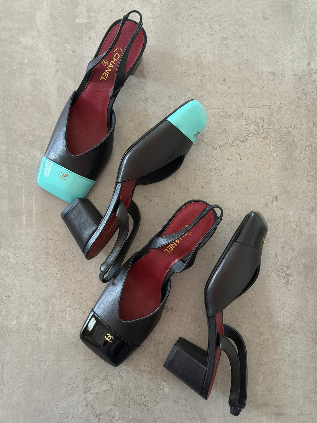 Chanel Lambskin and Patent Calfskin Slingback Pumps - 3