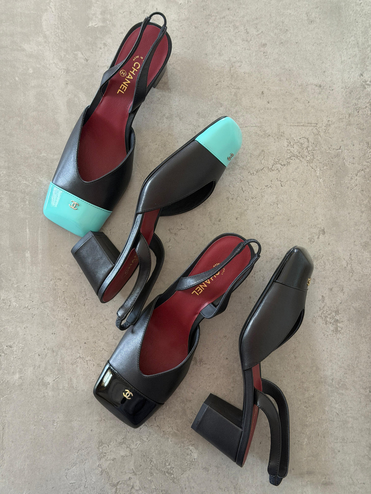 Chanel Lambskin and Patent Calfskin Slingback Pumps - 3