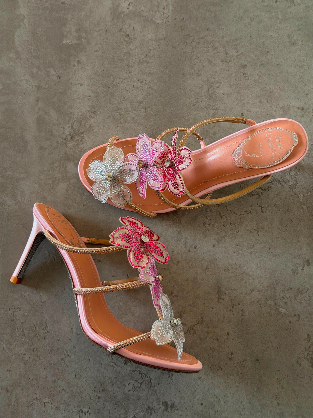 Rene Caovilla Peach Flower Sandal - 4