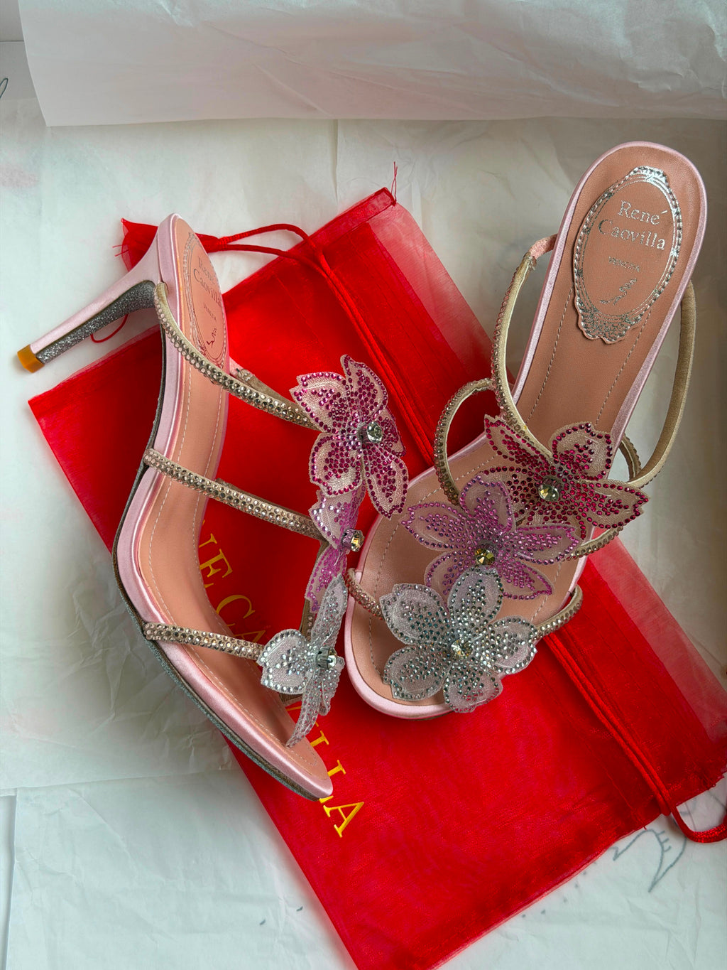 Rene Caovilla Peach Flower Sandal - 3