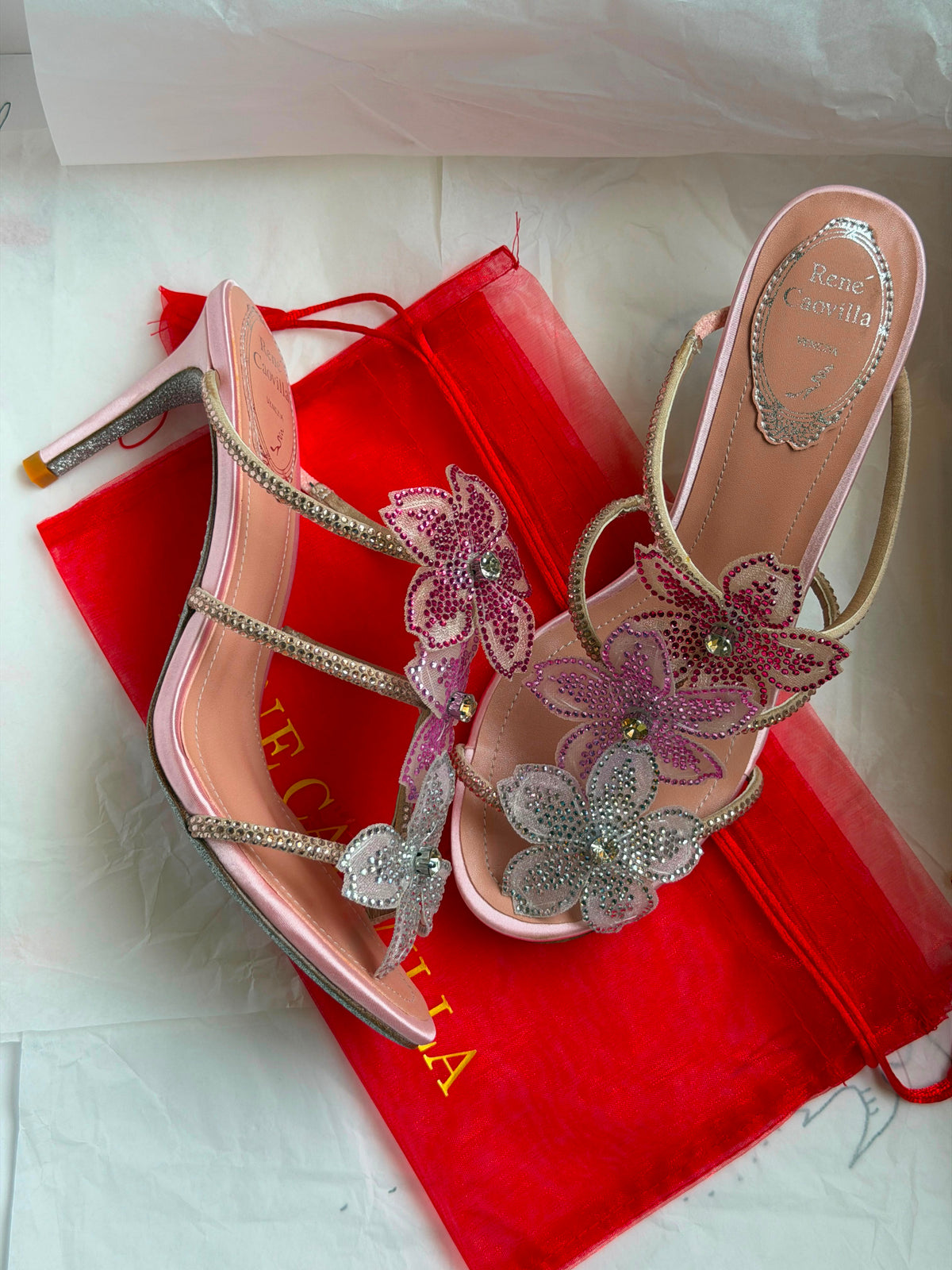 Rene Caovilla Peach Flower Sandal - 3