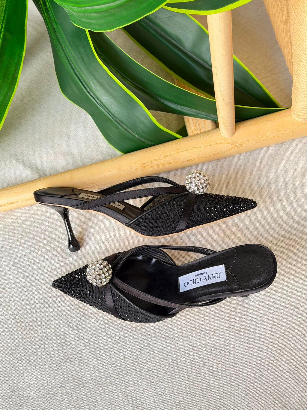 Jimmy Choo Vivi Crystal-Embellished Pointed-Toe Mules - 8