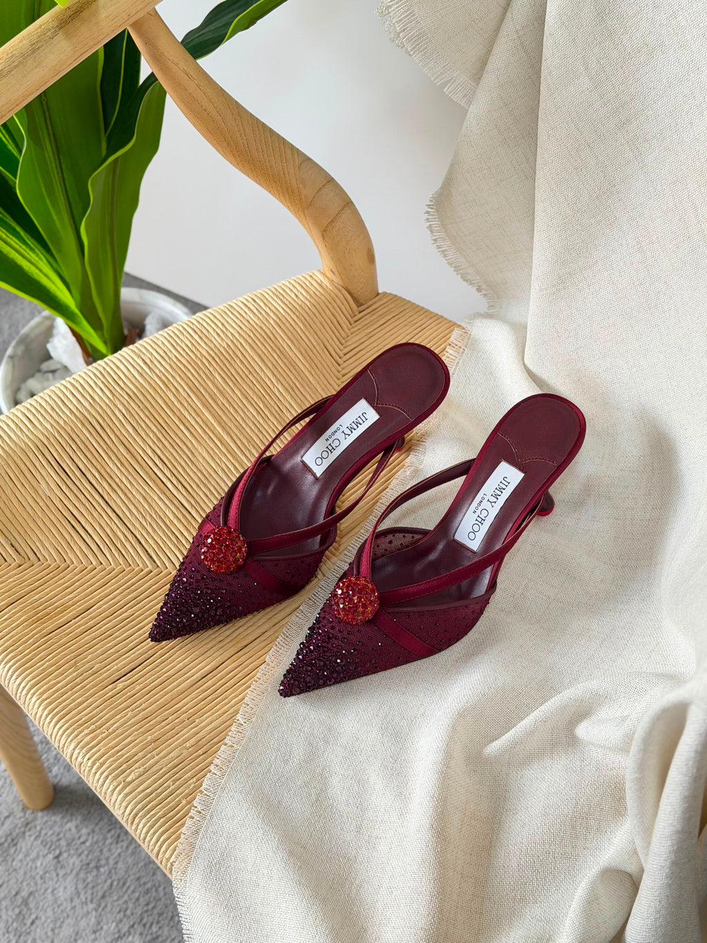 Jimmy Choo Vivi Crystal-Embellished Pointed-Toe Mules - 11