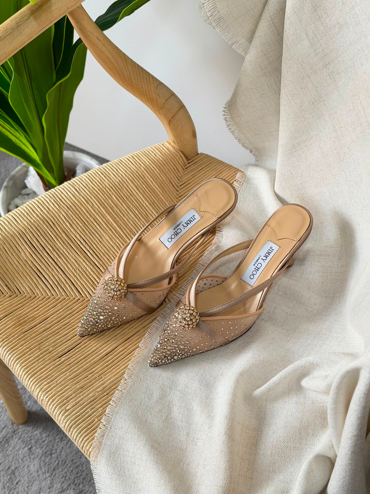 Jimmy Choo Vivi Crystal-Embellished Pointed-Toe Mules - 10