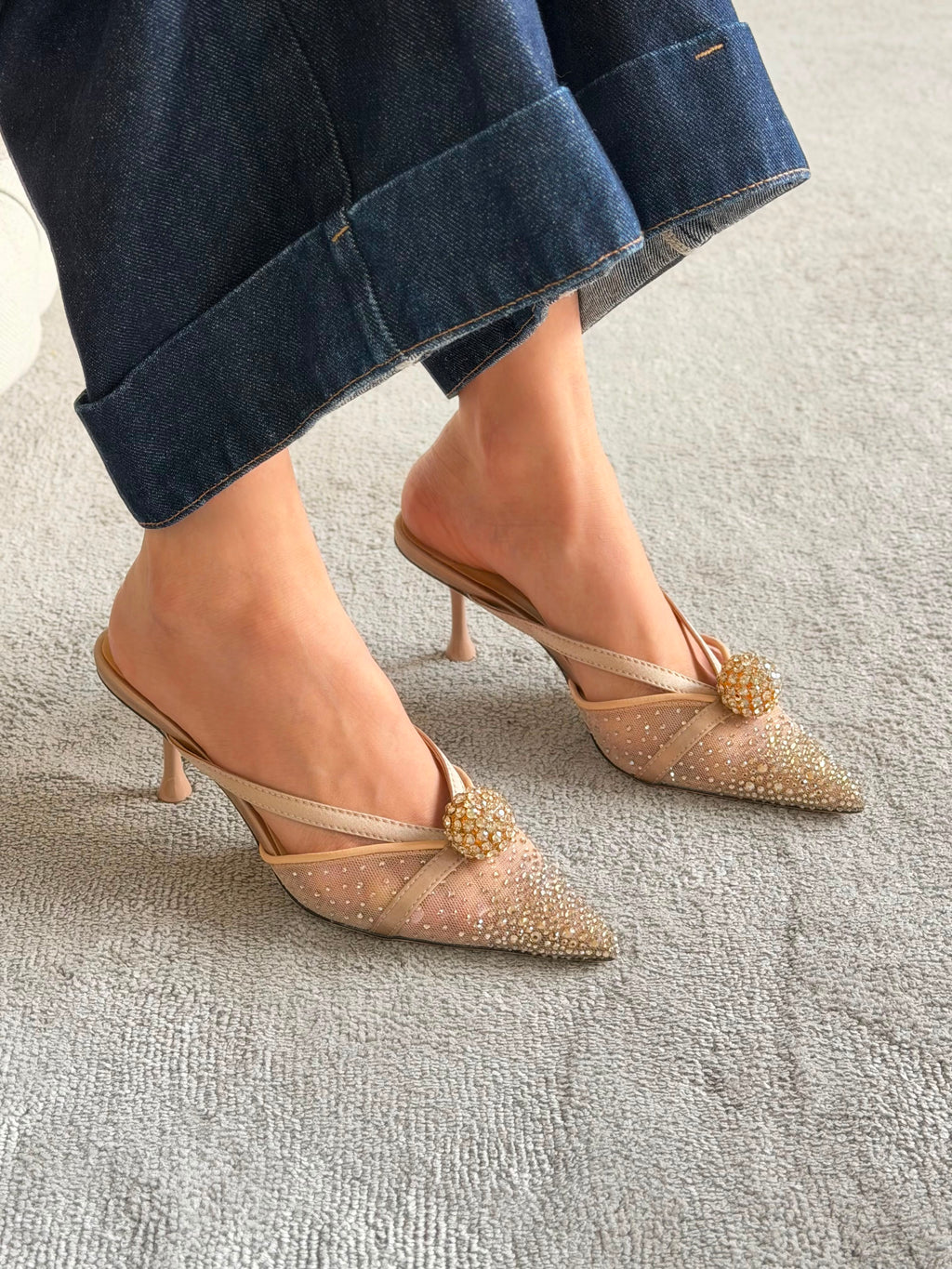 Jimmy Choo Vivi Crystal-Embellished Pointed-Toe Mules - 5