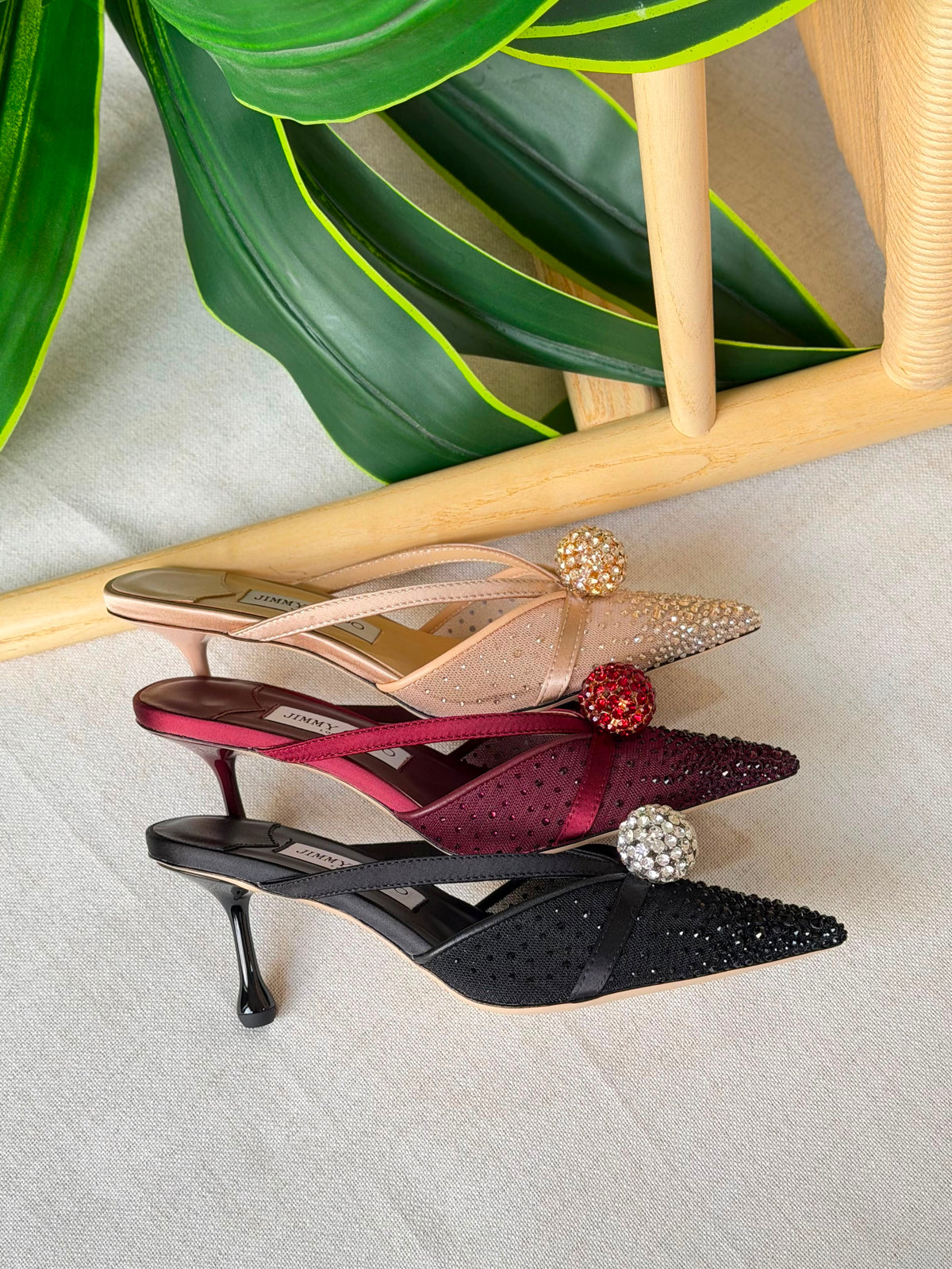 Jimmy Choo Vivi Crystal-Embellished Pointed-Toe Mules - 2