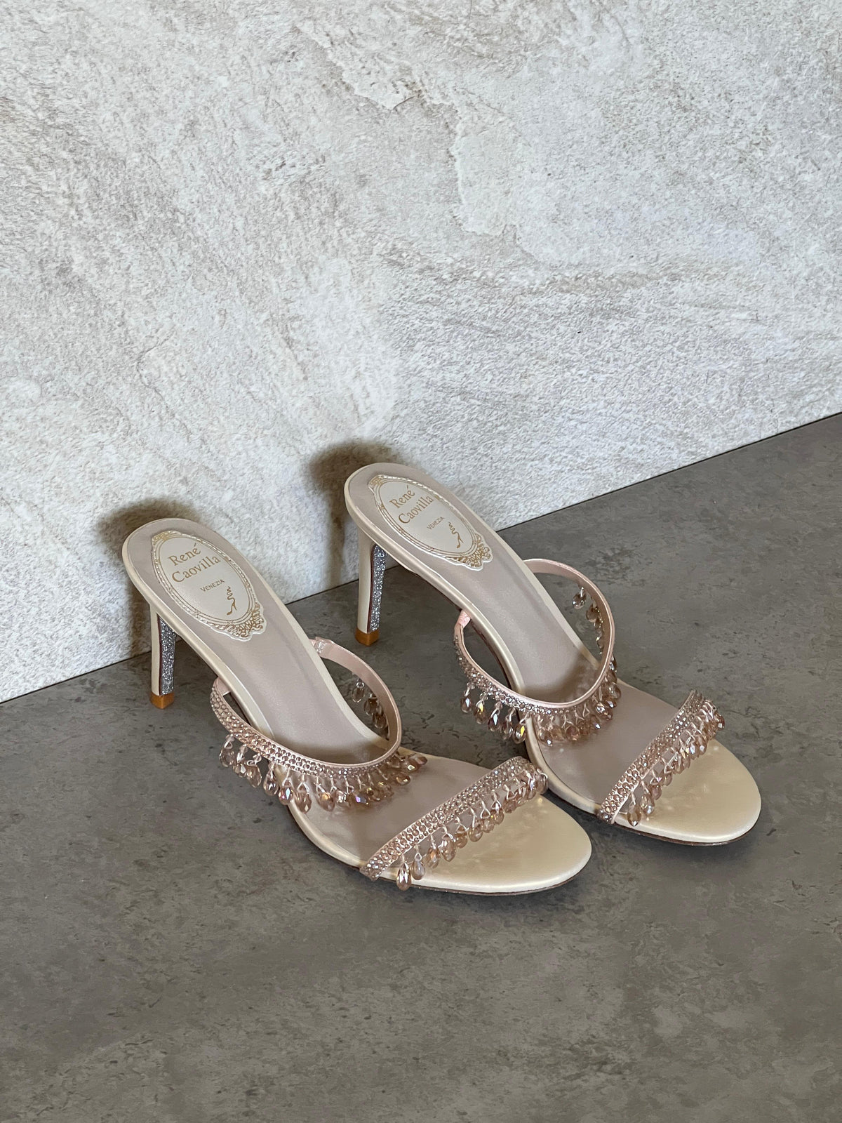 Rene Caovilla Satin Chandelier Heeled Mules - 9