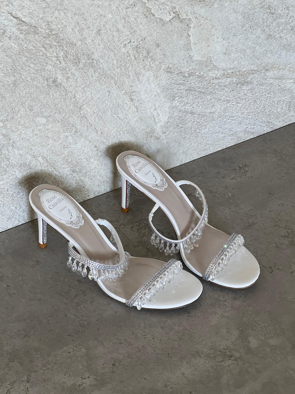 Rene Caovilla Satin Chandelier Heeled Mules - 8