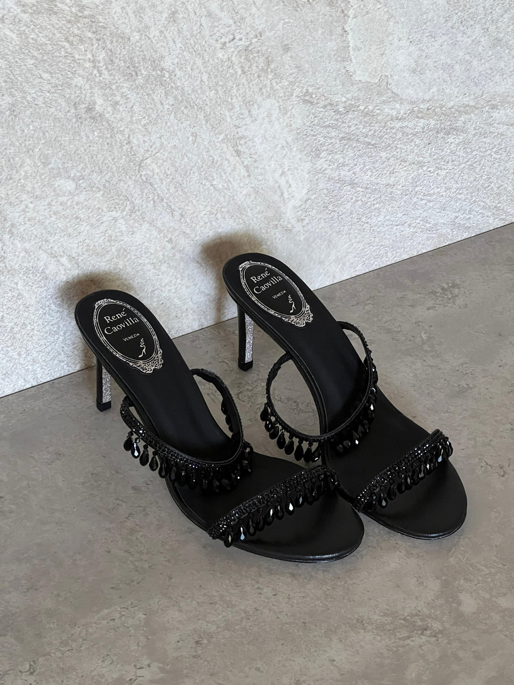 Rene Caovilla Satin Chandelier Heeled Mules - 6