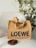 Loewe Font Tote in Woven Natural Raffia