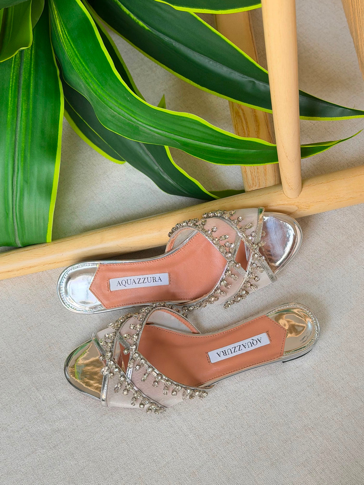 Aquazzura Temptation Crystal Flat Sandals - 8