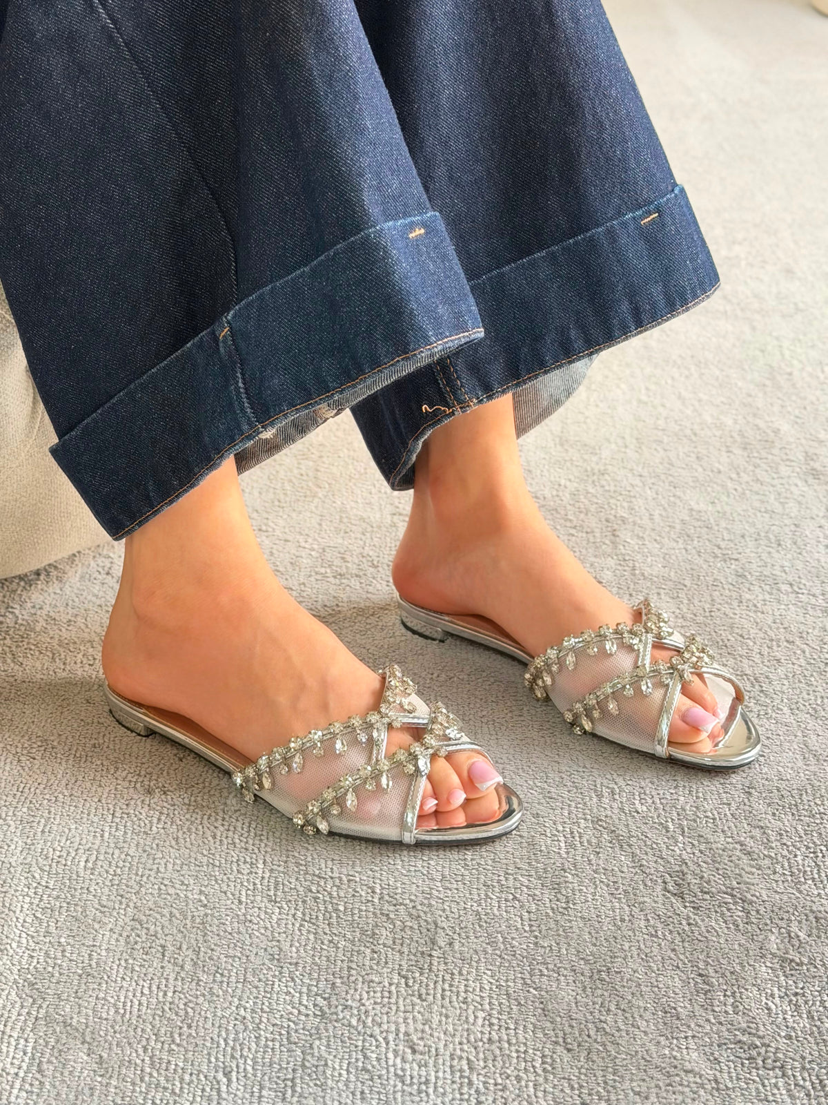 Aquazzura Temptation Crystal Flat Sandals - 4