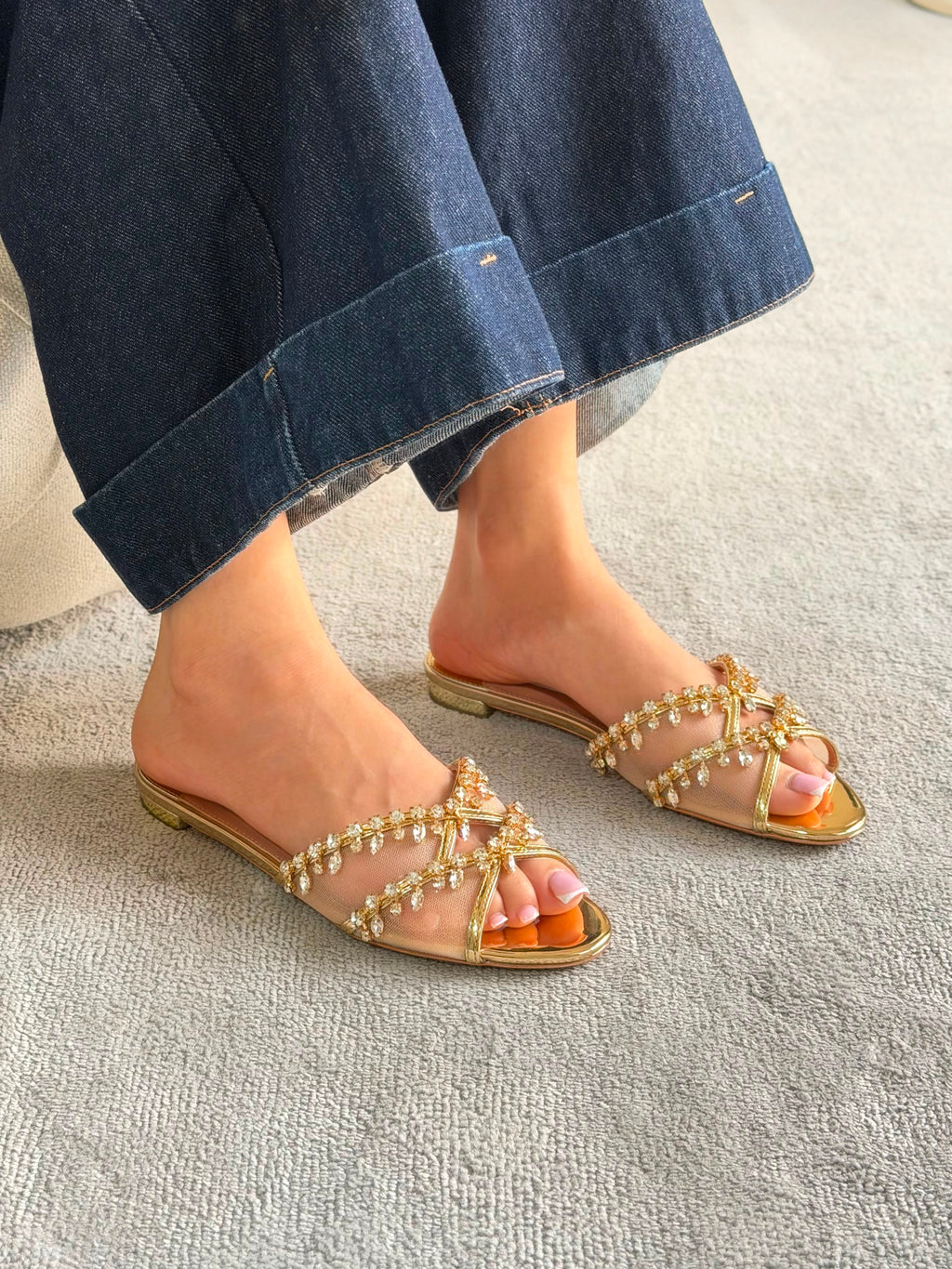 Aquazzura Temptation Crystal Flat Sandals - 3