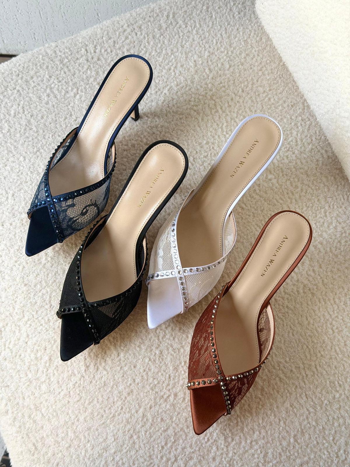 Andrea Wazen Katy 75 Lace Mules