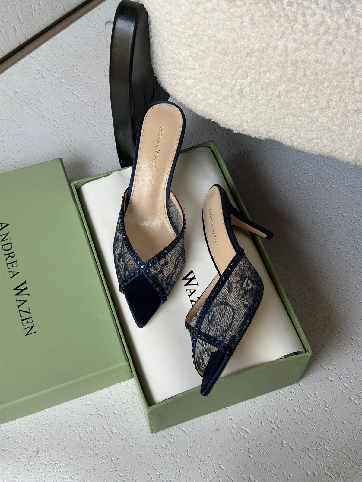 Andrea Wazen Katy 75 Lace Mules - 4