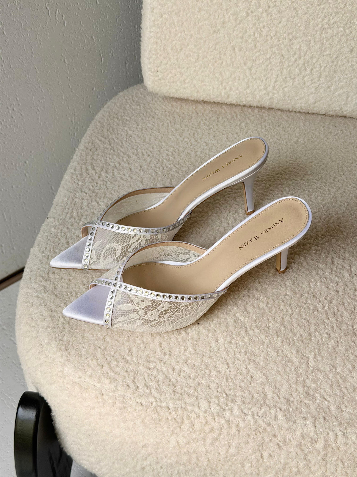 Andrea Wazen Katy 75 Lace Mules - 8