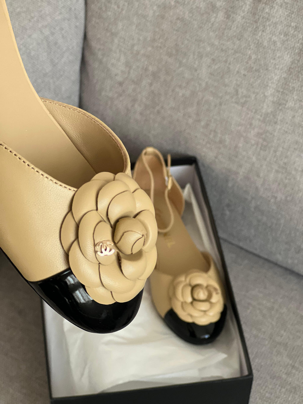 Chanel Lambskin Patent Calfskin Cap Toe Camellia Mary Jane Flats - 7