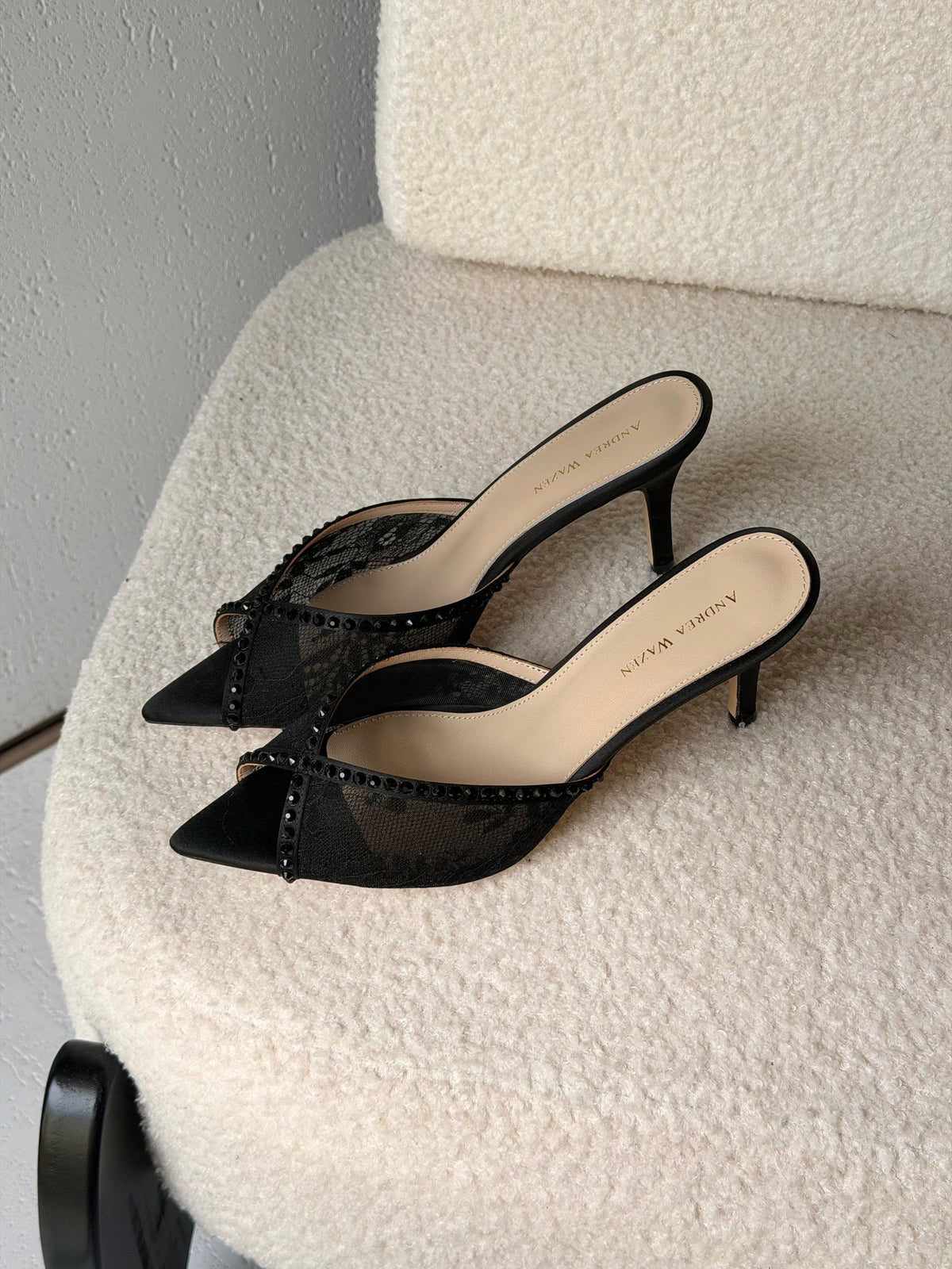 Andrea Wazen Katy 75 Lace Mules - 9