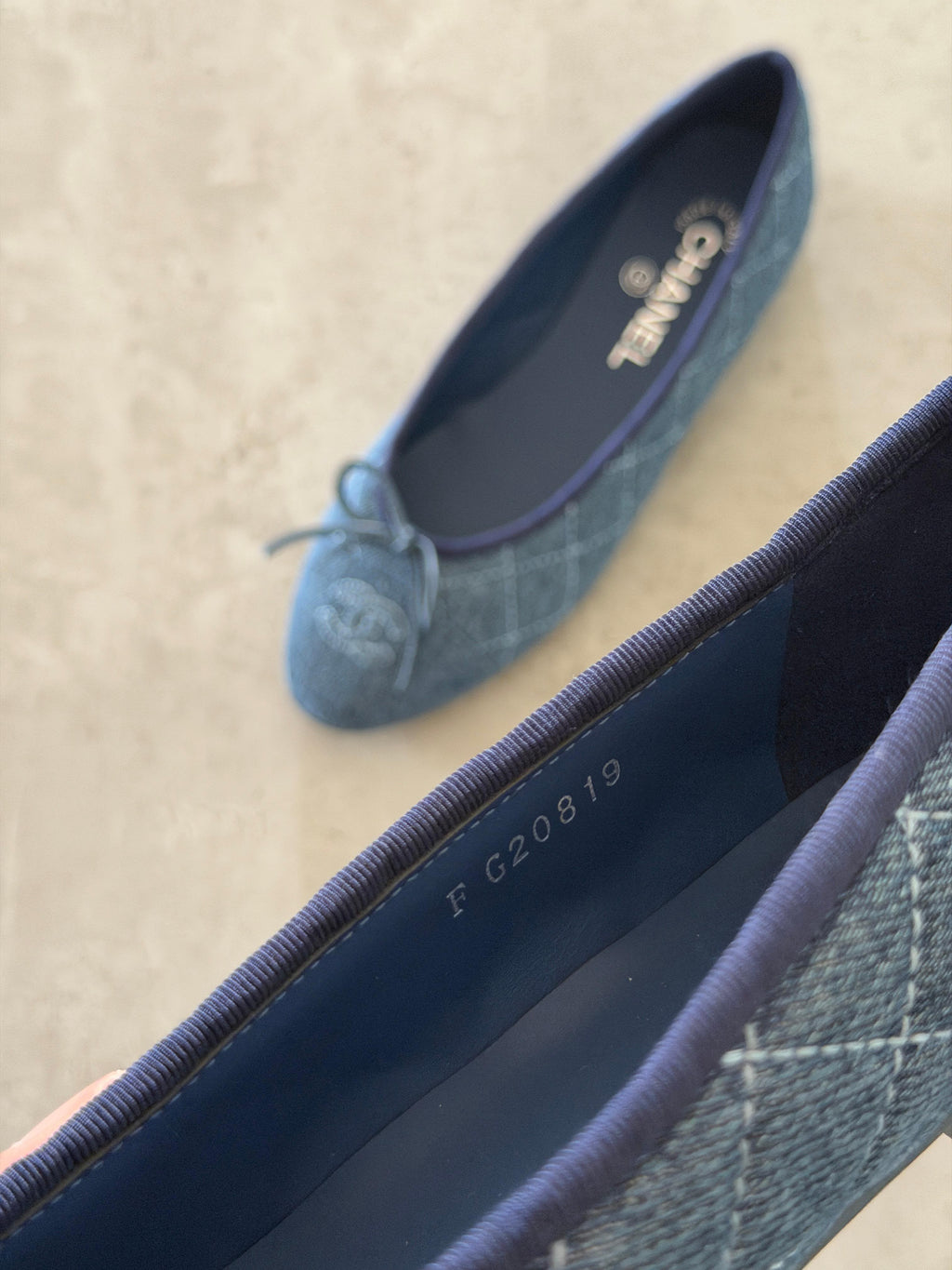 Chanel Washed Denim Quilted Ballerina Flats - 4