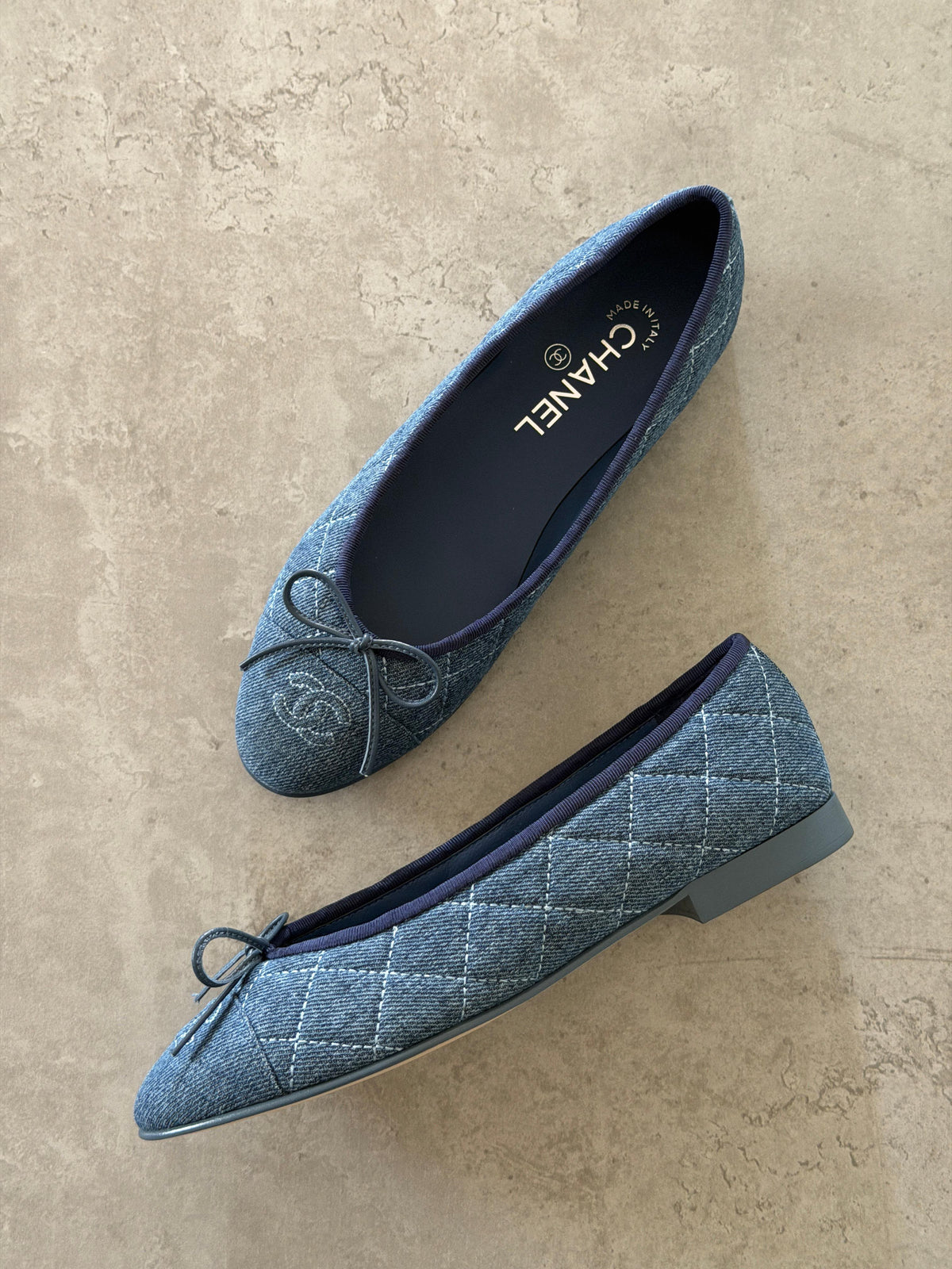Chanel Washed Denim Quilted Ballerina Flats - 3