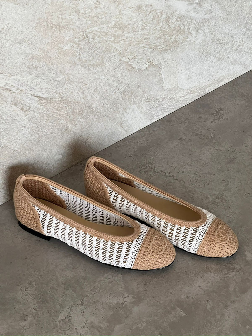 Chanel Raffia Cap Toe Ballerina Flats - 4