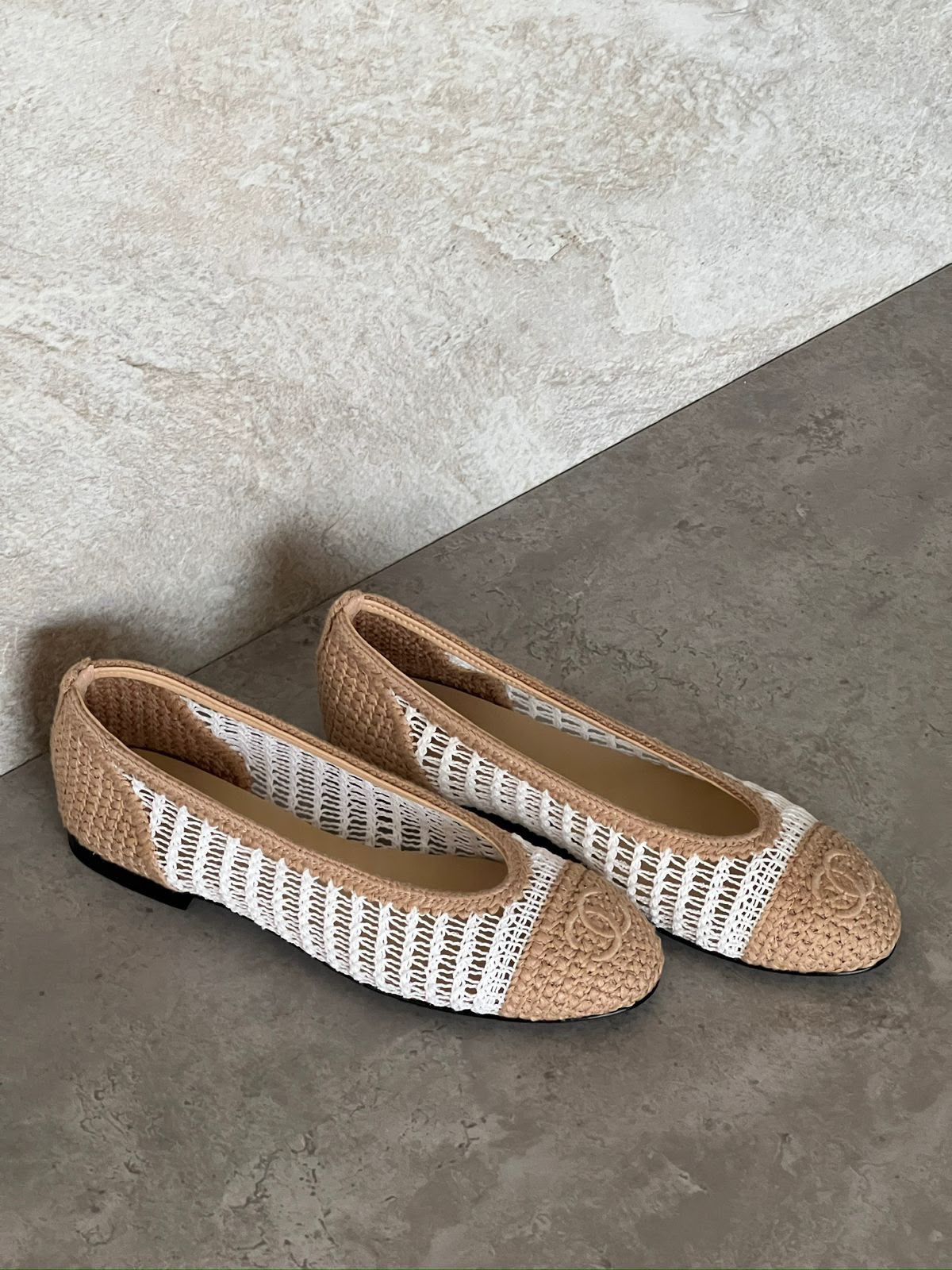 Chanel Raffia Cap Toe Ballerina Flats - 4