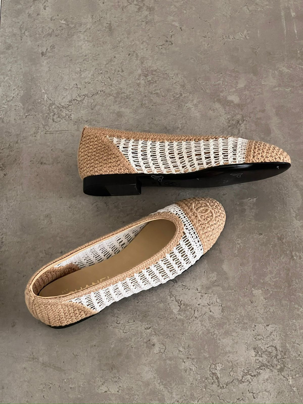 Chanel Raffia Cap Toe Ballerina Flats - 3