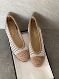 Chanel Raffia Cap Toe Ballerina Flats